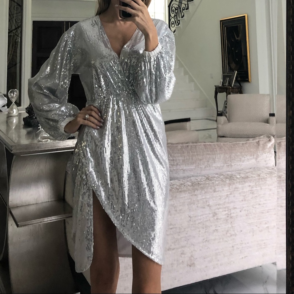 Silver sequin dress size s